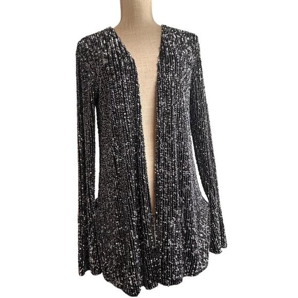 Free People Jacket Harley Sequin Bead Jacket Cardigan Kimono Festival XS Boho EC - Picture 9 of 13
